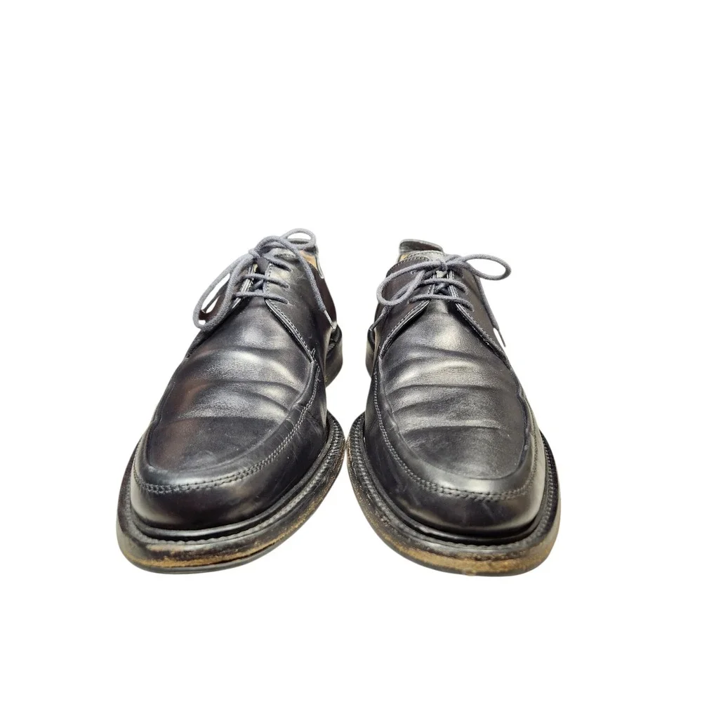 Bally Orbin Black Leather Apron Toe Derby Shoes Luxury Swiss Classic Oxfords 9
